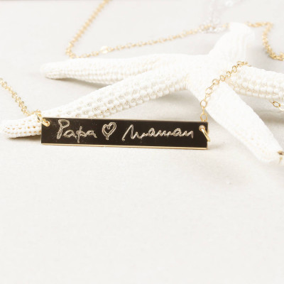 14K Gold füllte Handschrift Name Bar Typenschild Halskette - personifizierte gravierte Namensschild Dünne Kette Schmuck Geschenk für sie