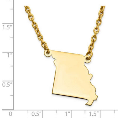 14K Gelb oder Weißgold Sterling Silber oder Gold überzogenes Silber Missouri MO Region Karte Name Halskette Personalisierte graviertes Monogramm CMZ415