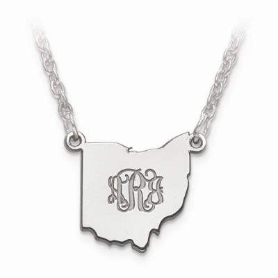 14K Gelb oder Weißgold Sterling Silber oder Gold überzogenes Silber North Dakota ND State Name Halskette Personalisierte graviertes Monogramm CMZ415