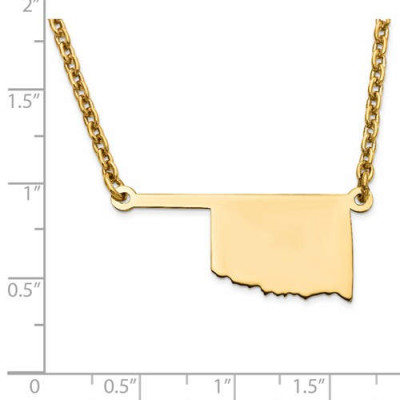 14K Gelb oder Weißgold Sterling Silber oder Gold überzogenes Silber Oklahoma OK Staats Karte Namenskette Personalisierte graviertes Monogramm CMZ415