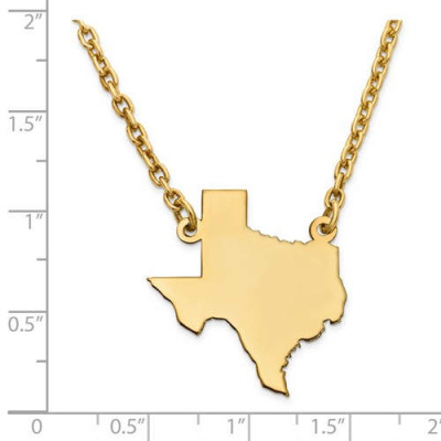 14K Gelb oder Weißgold Sterling Silber oder Gold überzogenes Silber Texas TX Staats Karte Namenskette Personalisierte graviertes Monogramm