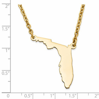 14K Gelb oder Weißgold oder Sterlingsilber oder Silber vergoldet Florida FL State Map Namenskette Personalisierte graviertes Monogramm CMZ415