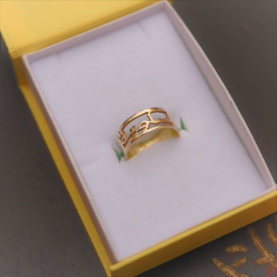 18k Gold überzogenes Personalisierte Frauen Namen Ring Arabisch Gold Namens Ring ORDER jeder beliebige Name Ring klassischer Stil arabischer Name Ring Ehering
