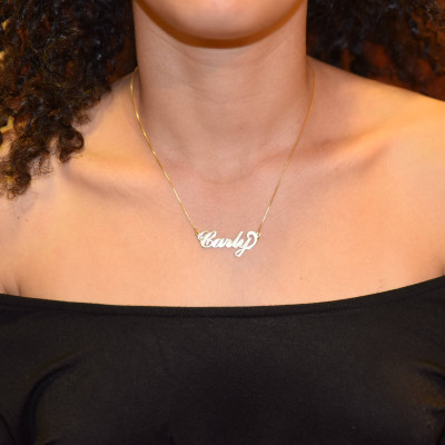 18k Gold überzogen Namenskette Frauen Halskette mit My Name Personalisierten Schmuck Geburtsstein Anhänger ORDER ANY NAMENecklace in Gold Jessica