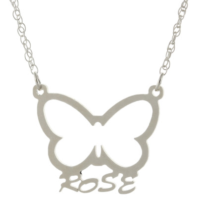 925 Sterlingsilber Personalisieren Jedes Namensschild Schmetterling Halskette