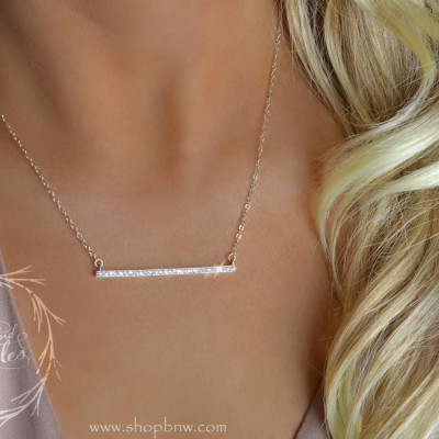 Jahrestag Geschenk - Silber Bar Halskette - Gestaltete Halskette - Halskette für sie - römische Ziffer Halskette - kundenspezifische Bar Halskette - LA104 + LA140