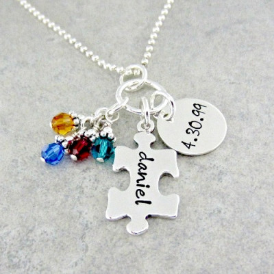 Autismus Halskette Autism Mom personalisierte Puzzle Halskette Mütter Halskette Autismus Bewusstsein Schmuck Hoffnung Halskette Sterlingsilber