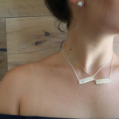 Bar Halskette Personalisiert - Gewohnheit Namensschild Halskette - gravierte Goldbarren Halskette - benutzerdefinierten Namen Halskette - Silber - Rose - Gold - Bare und Me
