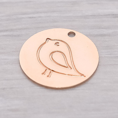 Vogel Halskette - graviert Halskette - graviert Münze Halskette - bezeichnet Namen Halskette - eingravierten Namen Halskette - Vogel Münzanhänger