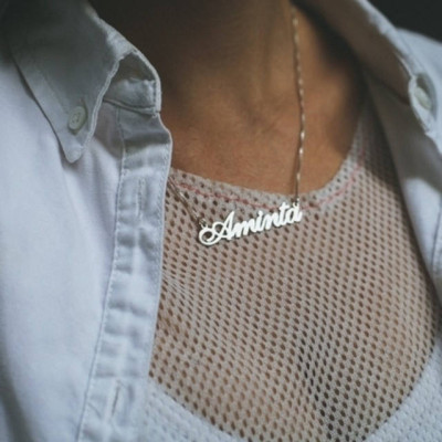Gebürstetes Namenskette 24k Gold Plating Name Halskette personalisierte Namen Schmuck Weihnachtsgeschenk