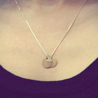 Promi Mütter Jewelry.Gold und Silber Personalisierte Hand Stamped Initial Necklace.Best Gift.Charm Halskette mit Tiny Herz.