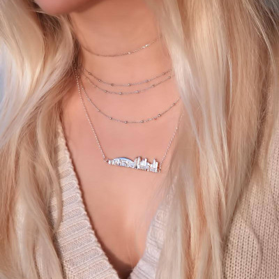 Stadtansicht Halskette HOUSTON Silberbarren Halskette Designer Halskette Geschenk für ihren Texas Jahrestag Geschenk einzigartigen Schmuck Geschenk Skyline Schmuck