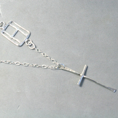 Kreuz Halskette - Halskette Initial seitlich - Initial Halskette mit Kreuz - Kreuz Halskette mit Anfangsh - Amuletten für Frauen - Personal