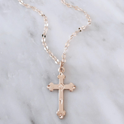 Kreuz Halskette Dainty goldene Halskette einfache Halskette 14k GF Halskette Religiöse Halskette Goldschmuck 570121788