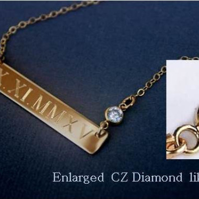 CustomNameplate Gold Bar Halskette - Namensschild Halskette - Gold Bar Halskette mit CZ - gravierte Kindern Namen - personalisierte horizontale Balken