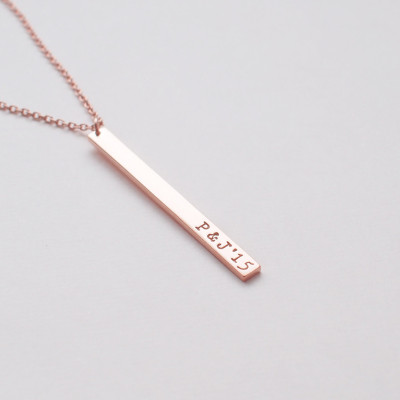Benutzerdefinierte Bar Halskette - personifizierte gravierte Namensschild Halskette - Mittel dünne Bar Halskette # D3.35D