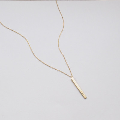Benutzerdefinierte Bar Halskette - personifizierte gravierte Namensschild Halskette - Mittel dünne Bar Halskette # D3.35D