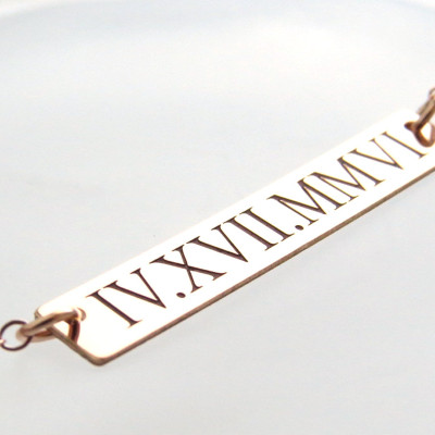 Benutzerdefinierte Koordinaten Bar Halskette - Gravierte Bar - Datum Halskette - römischen Ziffern Halskette - Gravierte Datum Schmuck - Wedding Date - Braut Geschenk