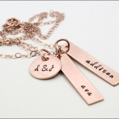 Benutzerdefinierte Mom Schmuck | Sterling Silber Namenskette - Rose Gold - Nu Gold - Ehemann - Ehefrau - Initialen - Zwei Namenskette - beste Geschenke für Ehefrau