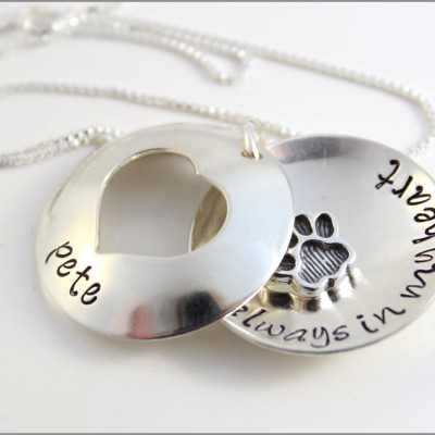 Individueller Kosename Halskette | Immer in meinem Herz Haustier Medaillon - Sterlingsilber Hundehalskette - Haustier Remembrance Halskette - Geschenke für Haustier Liebhaber