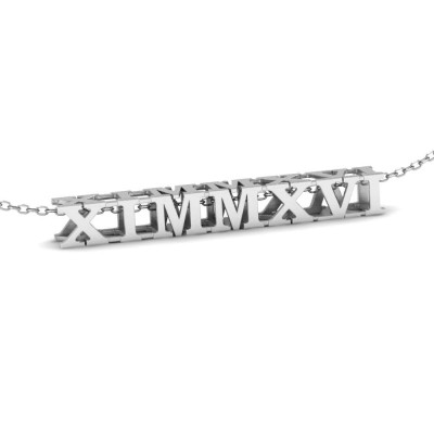 Kundenspezifische römische Ziffer Cubic Bar Halskette - römische Ziffer silberne Halskette - personifizierte Datum Halskette - römische Ziffer Schmuck - Datum Bar Halskette