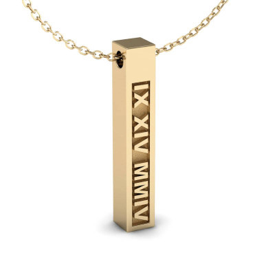 Gravierte Cubic Bar Benutzerdefinierte römische Ziffer Halskette - personifizierte Datum Halskette - römische Ziffer Schmuck - Datum Bar Halskette - Mann Halskette