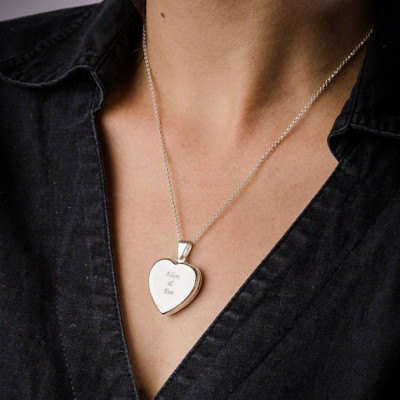 Gravierte Herz Medaillon Halskette aus Sterling Silber 0 - 925