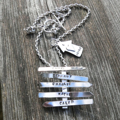 Familienwegweisers Anhänger Benutzerdefinierte Sterling Silber Halskette