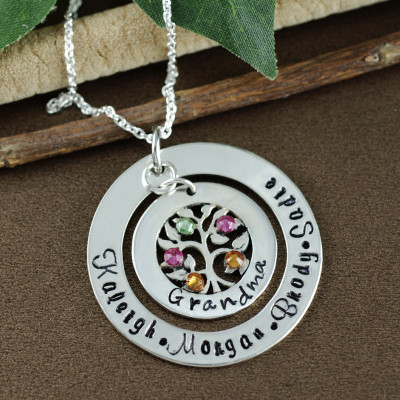 Stammbaum Großmutter Birthstone Halskette - Baum des Lebens Halskette - Baum des Lebens Schmuck - Großmutter Halskette - Großmutter Geschenk - Geschenk für Oma