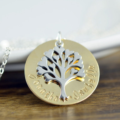 Family Tree Halskette Mutter Halskette Baum des Lebens Halskette Personalisierte Halskette - Kindernamen Halskette - Muttertag Geschenk - Geschenk für sie