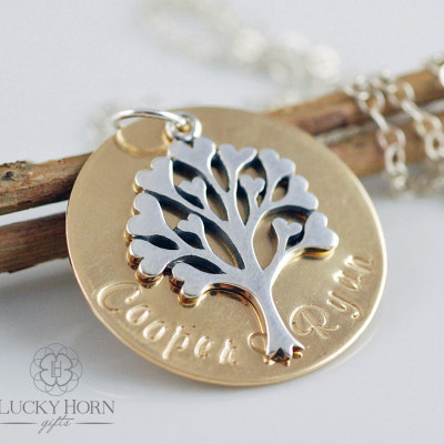 Family Tree Halskette Mutter Halskette Baum des Lebens Anhänger Gestaltete Halskette Mixed Metallhalsketten Muttertag Geschenk