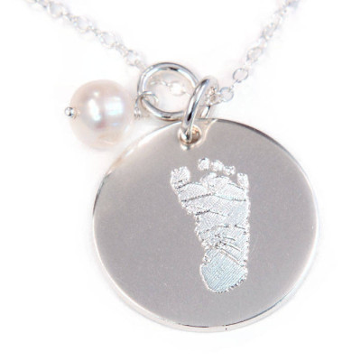 Fußabdruck Halskette mit Ihrem Kind der Ist Fuß Druck 14 k Gold füllen oder Sterling Silber Personalisierte Fuß Druck Halskette
