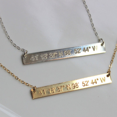 Gold Bar Gravierte Halskette Anzahl Typenschild bar Halskette - Sterling Silver Bar Reck Anhänger - mit Monogramm Bar - Geschenk für sie
