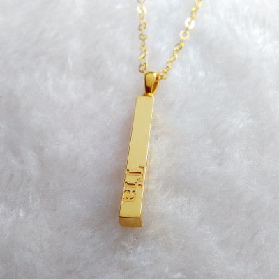Goldbarren Halskette - Koordinaten Halskette - Gold Long Bar Halskette - Vertikal Bar Halskette - gravierte Bar Halskette - kundenspezifische Breite Länge Schmuck