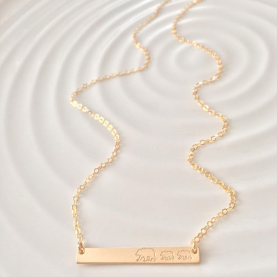 Gold Mama Bär Halskette Gold dünn bar gefüllt handgestempelt bar individuelle Schichtung Kette Geschenk für sie Weihnachtsgeschenk personifiziert