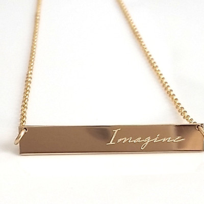 Gold Typenschild Halskette Personalisierte Bar Halskette Individueller Gravur Gold - Silber - Rose Gold Bar Custom Message Inspirierend Schmuck