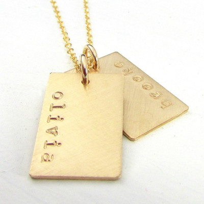 Gold Tag Halskette | Gold Namensschild Halskette | Gold Dogtag Halskette | Gold Name Charme Halskette | Gold Dog Tag | Personalisierte Goldbarren Halskette