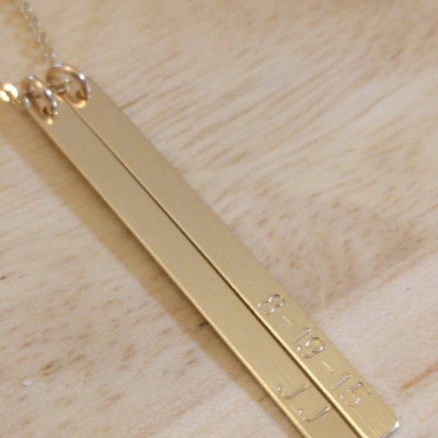 Gold Vertical Bar Halskette Personalisierte Lange Schicht Gravierte Gewohnheit 2 Kinder Namen Mom Halskette Initialen Minimalist Schmuck Push Geschenk