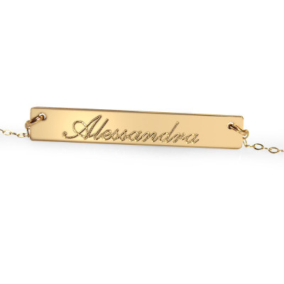 Personalisierte Goldbarren Halskette mit gravierten römischen Ziffern - Namenskette - reversible Namensschild - EngravedMonogram Name