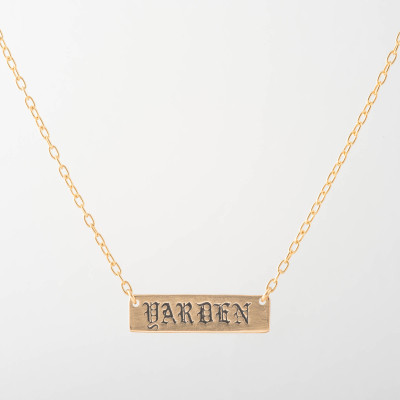 Gold personalisierte Bar Halskette | Hand gestempelt benutzerdefinierten Namen bar Halskette | Worthalskette | Namensschild Halskette | Gold Amuletten