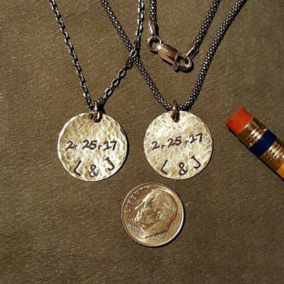 Seine und ihre Halskette Set für ein spezielles Paar Dieser Satz hat Initialen und Datum Ihrer Wahl auf Ehrfürchtig Sterling Ketten - Jahrestag Geschenk
