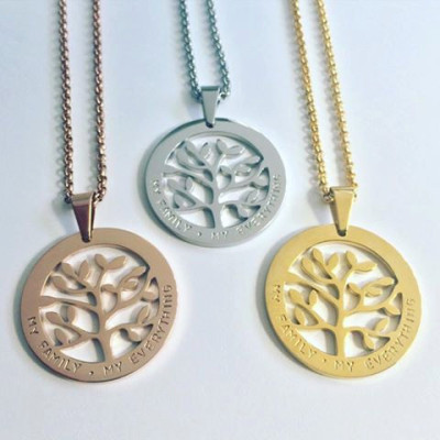 Handgestempelt Baum des Lebens Halskette aus Silber - Rose & Gelbgold Finish (Edelstahl) personifizieren Sie mit Ihrer Wahl von Namen oder eine Nachricht