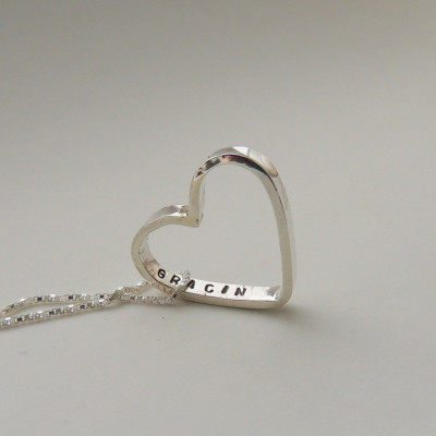 Handgestempelt Herz Halskette personifizierte Halskette personalisierte Schmuck Monogramm Namenskette