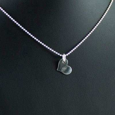 Herz Charme Halskette - Zoll - Personalisierte - Sterlingsilber - Handgemachte - Stamped intital - Artisan - Einzigartige - Geschenk - Teilung - Mom