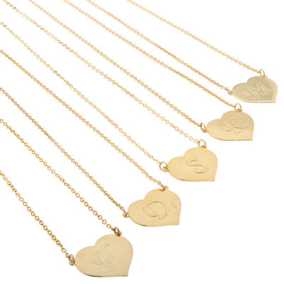 Herz anfängliche Halskette personalisierte Halskette Gold Brief Halskette Monogramm Name Gold gefüllt Halskette