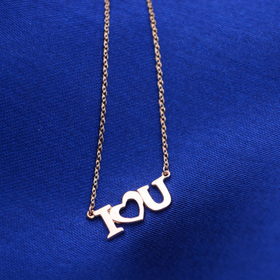 I Love U 18 Karat Roségold Wörter Halskette Custom Name Personalisierte Wörter Neklace für Hochzeit Geburtstag Valentinstag Muttertag