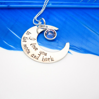 Ich liebe dich zum Mond und zurück Halskette - Crescent Moon Halskette - Sterling Silber - Valentinstag Geschenk für sie