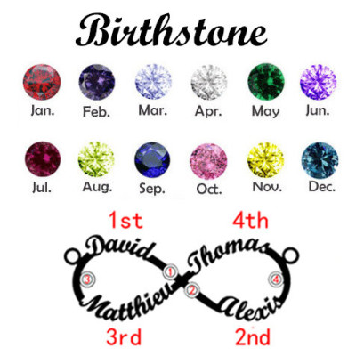 Infinity birthstone Halskette - 4 Name Geburtsstein Infinity Halskette - Geburtsstein Anhänger Ketten - Unendlichkeit Name Geburtsstein Halskette - Geschenk für sie