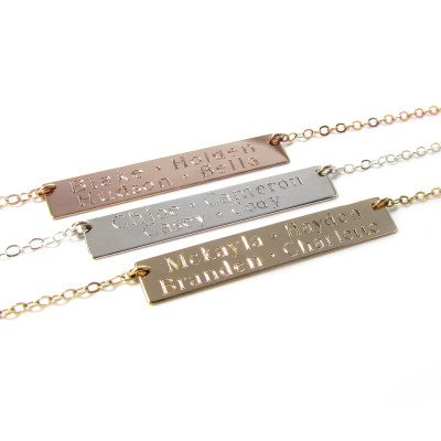 Kinder Namen Goldbarren Halskette - gravierte Bar Halskette - Multi Name Bar Halskette - in14KT Gold füllte - Rose Gold füllte oder Sterling Silber