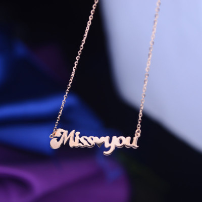 Miss You 18 Karat Roségold Wörter Halskette Custom Name Personalisierte Wörter Neklace für Hochzeit Geburtstag Valentinstag Muttertag